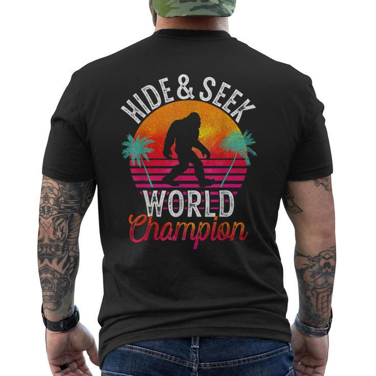 Bigfoot Hide And Seek World Champion Sasquatch Retro Vintage Men's Back Print T-shirt