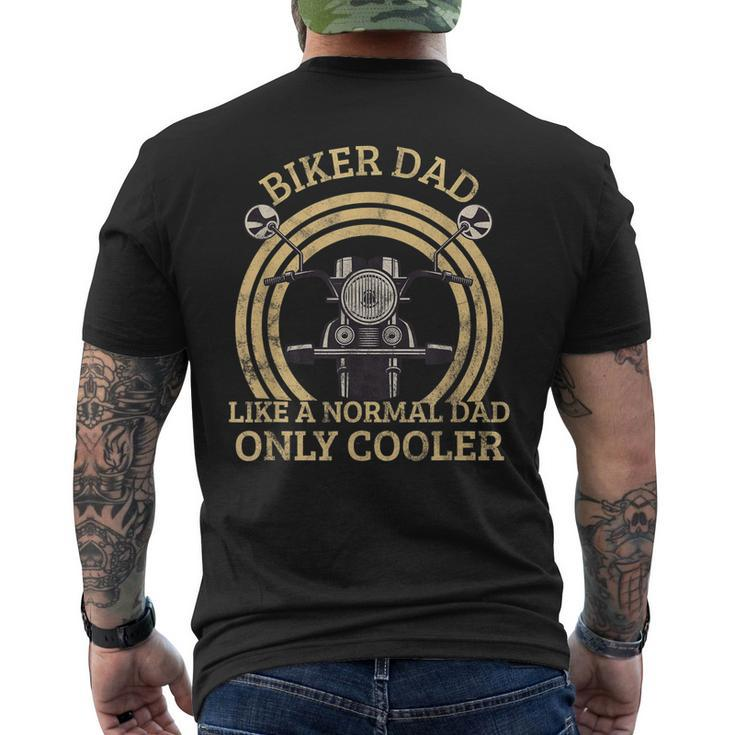 Biker Dad Motorcycle Dad Grandpa Fathers Day Men's Back Print T-shirt