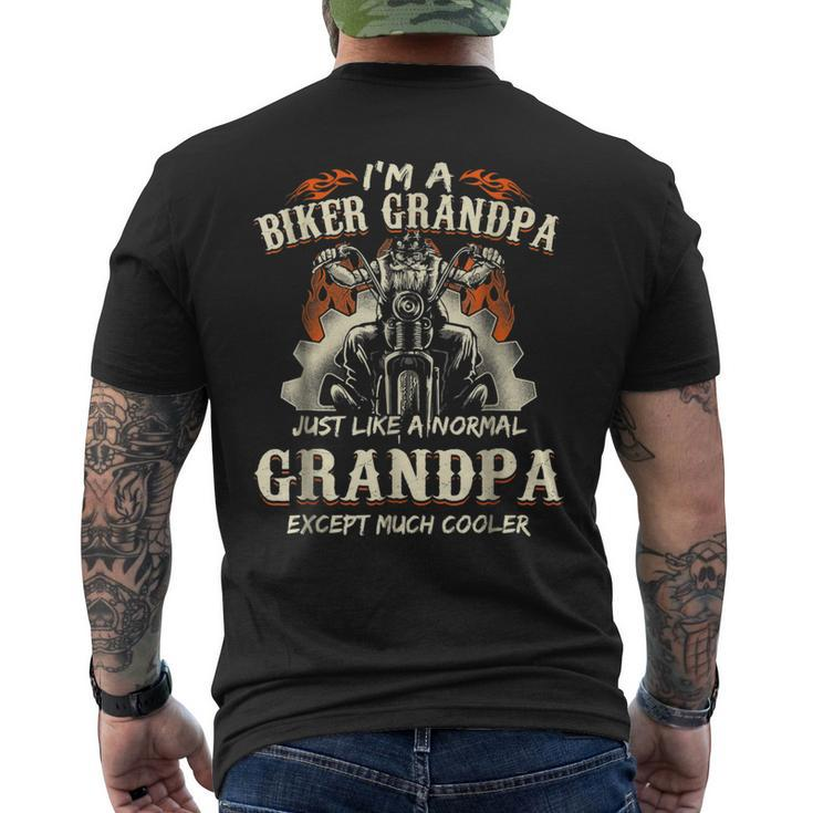 Mens Im A Biker Grandpa Cool Fathers Day Shirt For Grandpa Men's Back Print T-shirt