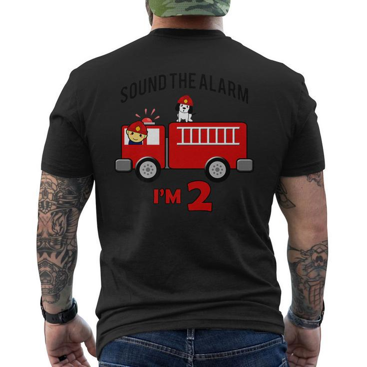 Birthday 2 Year Old Fire Fighter Truck Firetruck Men's T-shirt Back Print