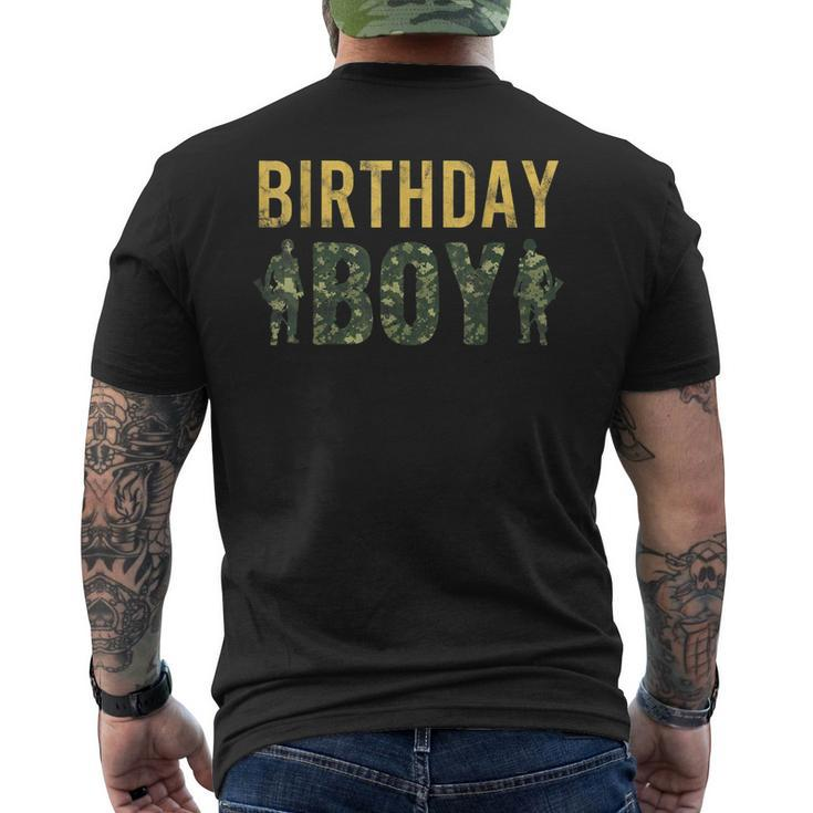 Birthday Boy Army Military Party Camouflage Lover Gift Mens Back Print T-shirt