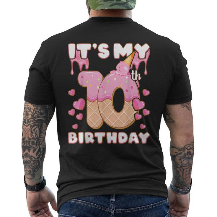 Birthday Girl 10 Years Ice Cream Its My 10Th Birthday Men's Back Print T-shirt