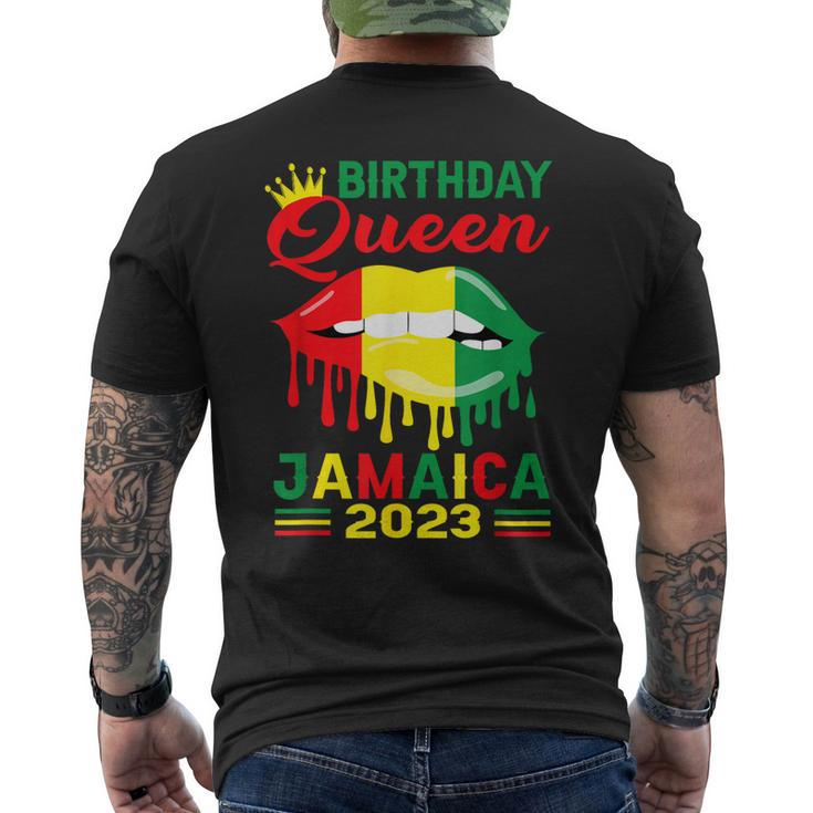 Birthday Queen Jamaica 2023 Girls Trip Party Jamaican Lips Men's Back Print T-shirt