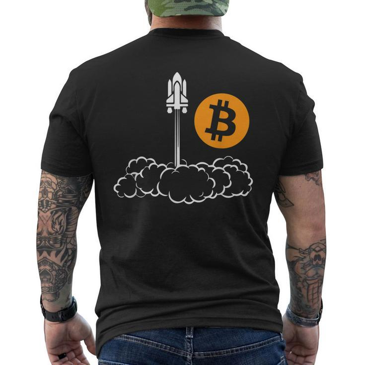 Bitcoin To The Moon Rocket Space Shuttle Hodl Pun Men's T-shirt Back Print