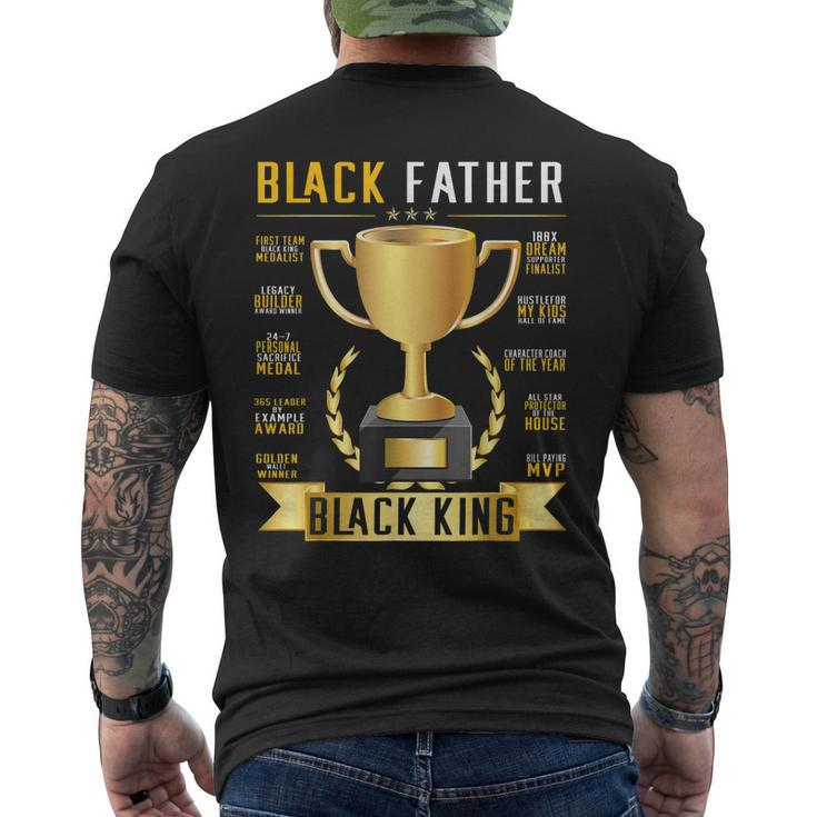 Black Father King Trophy Cup Afro Black Dad Fathers Day Men's Back Print T-shirt
