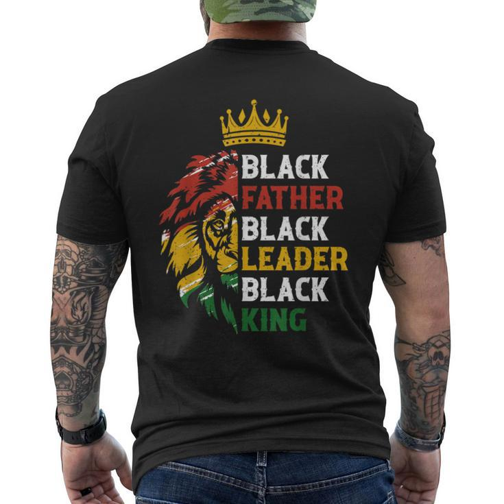 Mens Black Father Black Leader Black King Juneteenth Lion Dad Men's Back Print T-shirt