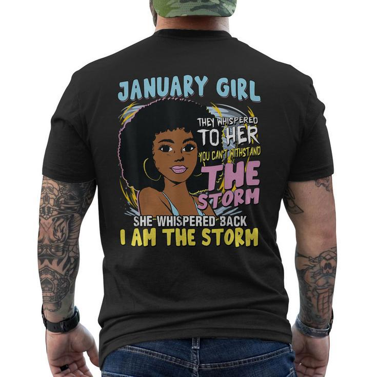 Black Melanin January Afro Birthday Girl Capricorn Aquarius Men's Back Print T-shirt