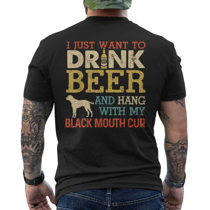 Black Mouth Cur Dad Drink Beer Hang With Dog Vintage Men's T-shirt Back Print
