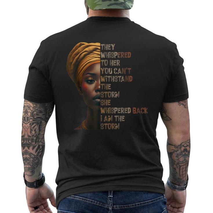 Black History Month - African Woman Afro I Am The Storm Men's Back Print T-shirt