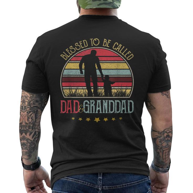 Mens Blessed To Be Called Dad And Granddad Vintage Fathers Day Men's T-shirt Back Print