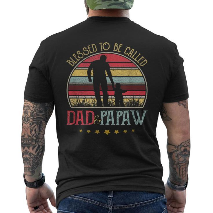 Blessed To Be Called Dad And Papaw Vintage Fathers Day Men's T-shirt Back Print