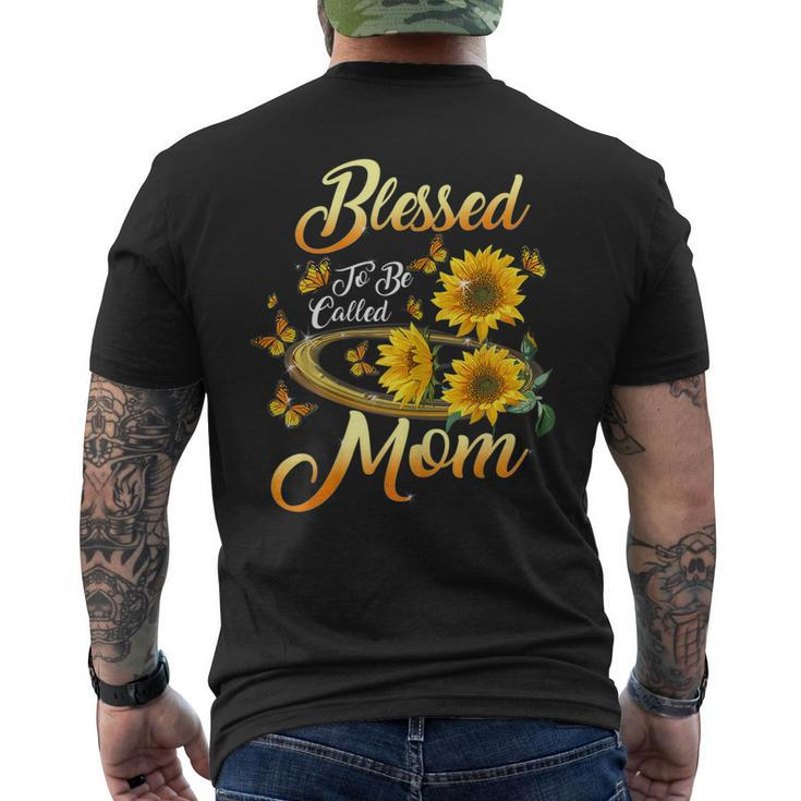 Womens Blessed To Be Called Mom Sunflower Womens Men's Back Print T-shirt