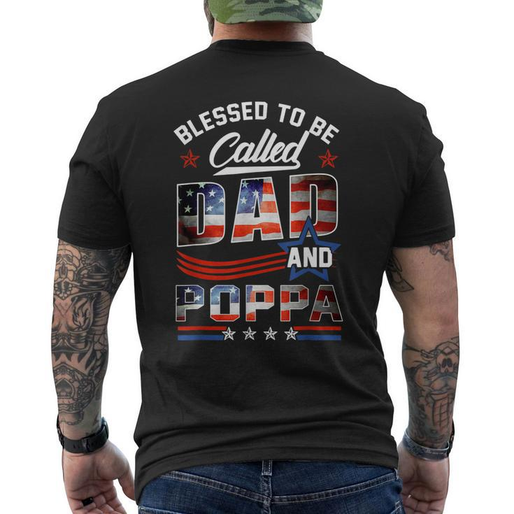 Blessed To Be Called Dad And Poppa Fathers Day America Flag Gift For Mens Mens Back Print T-shirt
