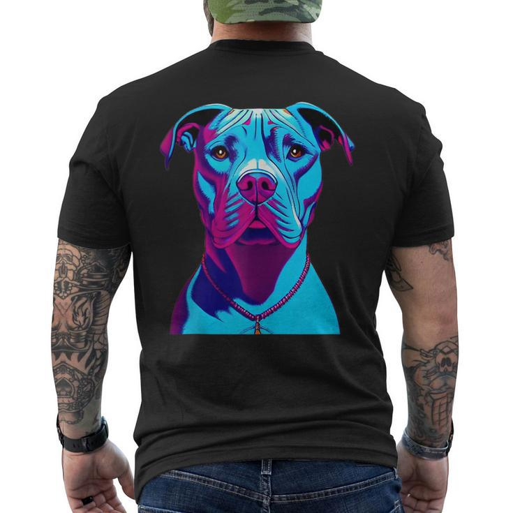 Blue Pitbull Amstaff Men's Back Print T-shirt