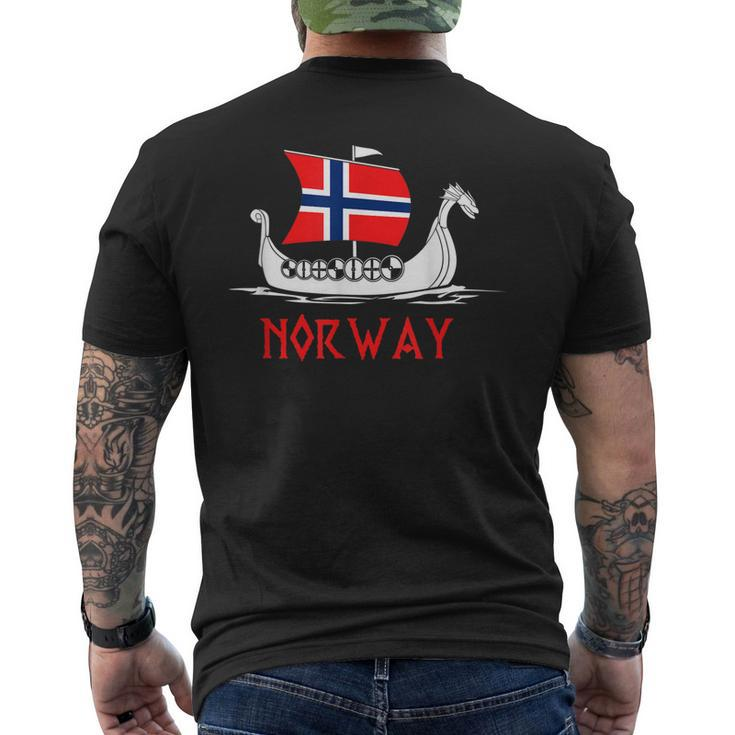 Boat Norwegian Flag Norway Viking Ship Norway Men's Back Print T-shirt