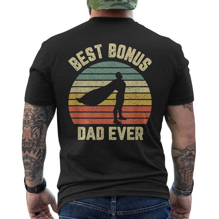 Bonus Dad Cool Retro Hero Best Bonus Dad Ever Men's Back Print T-shirt