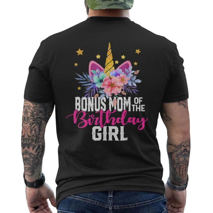 Bonus Mom Of The Birthday Girl Unicorn Birthday Men's Back Print T-shirt