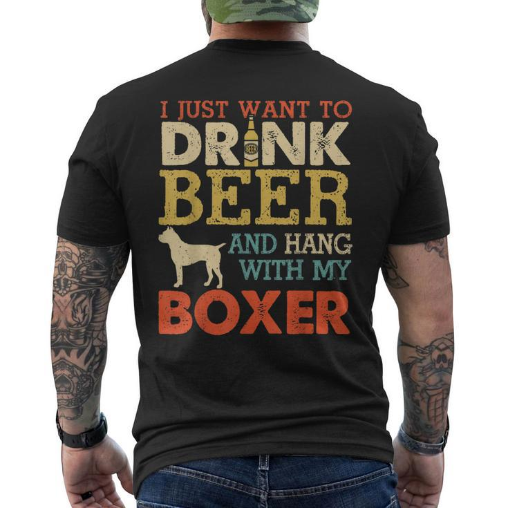 Boxer Dad Drink Beer Hang With Dog Men Vintage Men's T-shirt Back Print