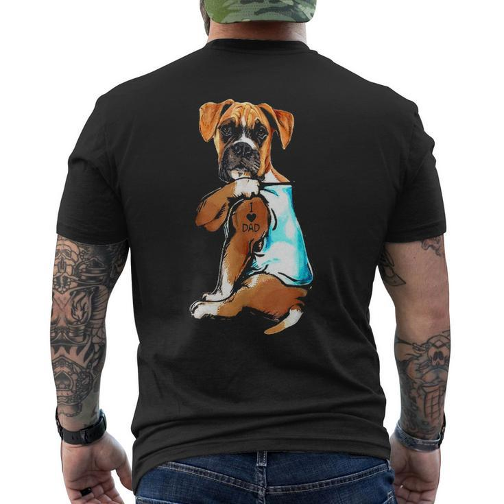 Boxer Dog I Love Dad Tattoo Boxer Lover Men's T-shirt Back Print