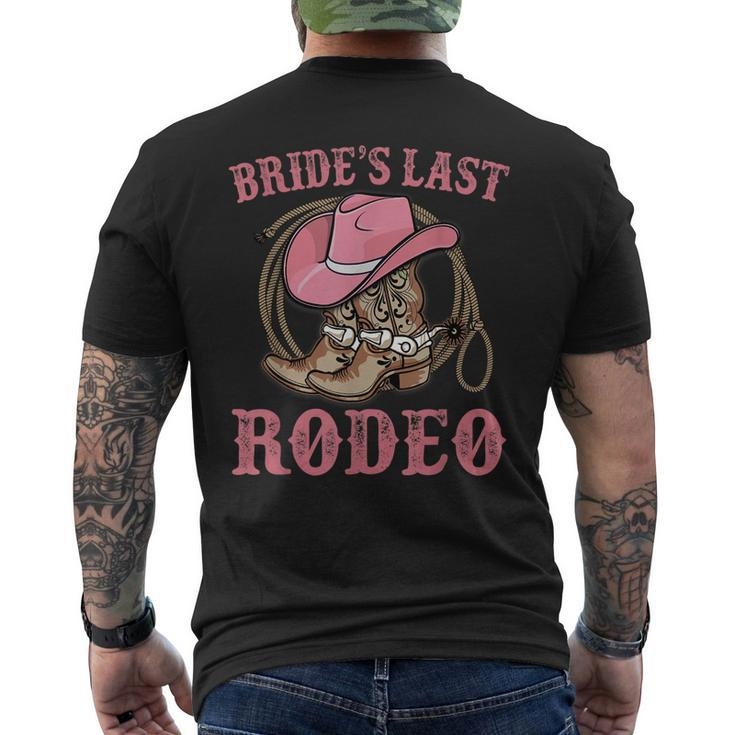 Brides Last Rodeo Cowgirl Hat Bachelorette Party Bridal Men's Back Print T-shirt