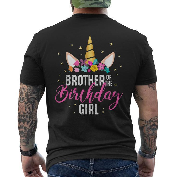 Brother Of The Birthday Girl Sibling Unicorn Birthday Men's Back Print T-shirt