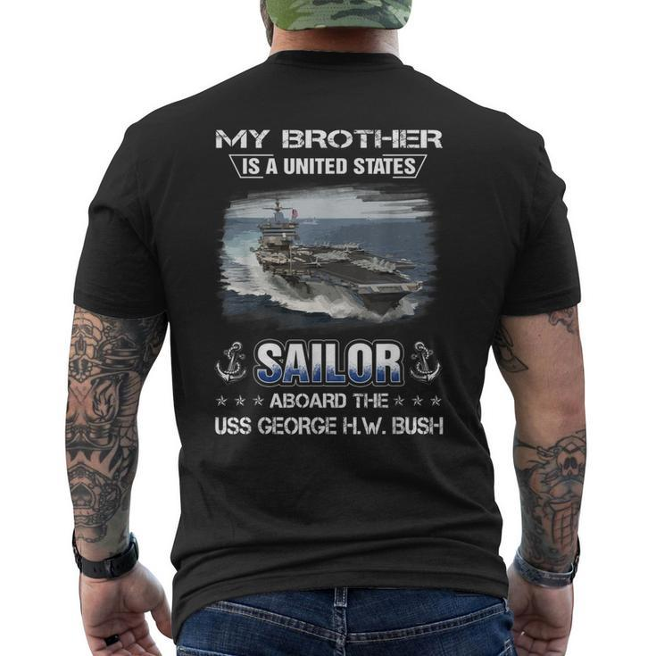 My Brother Is A Sailor Aboard The Uss George HW Bush Men's T-shirt Back Print
