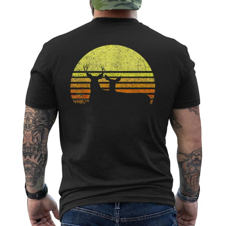 Buck Mule Deer Hunting Dad Vintage Retro Sun Bow Hunter Men's T-shirt Back Print