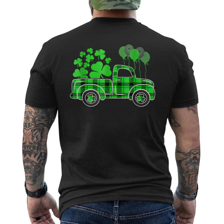 Buffalo Plaid Shamrock Vintage Truck Happy St Patricks Day Men's T-shirt Back Print