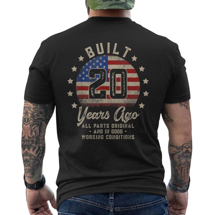 Built 20 Years Ago 20Th Birthday Vintage Usa American Flag Men's Back Print T-shirt