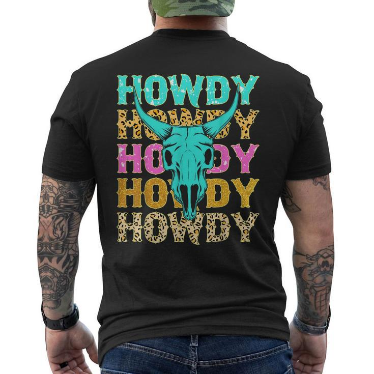 Bull Skull Western Country Leopard Howdy Rodeo Lovers Men's Back Print T-shirt