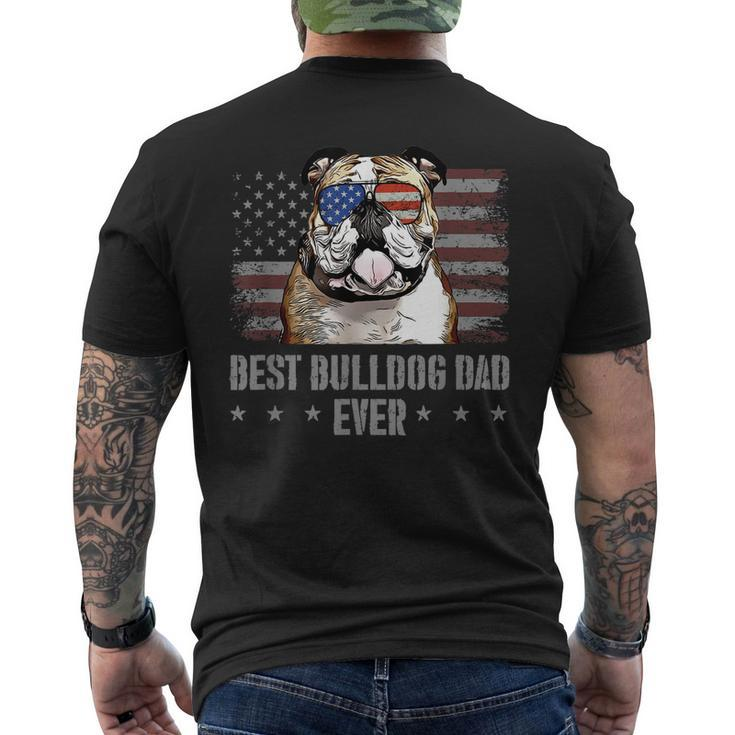 Bulldog Best Dog Dad Ever Retro Usa American Flag Men's T-shirt Back Print
