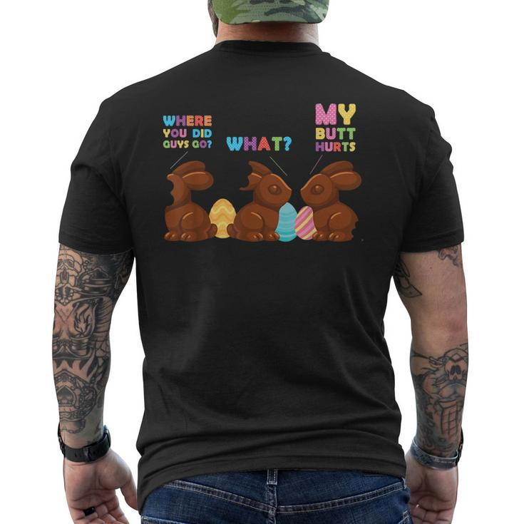 My Butt Hurts Bitten Chocolate Bunny Easter Men's Back Print T-shirt