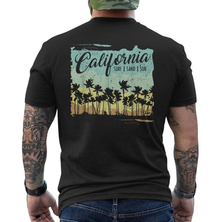 California - Surfing Beach Summer Vintage Retro Surf Men's Back Print T-shirt