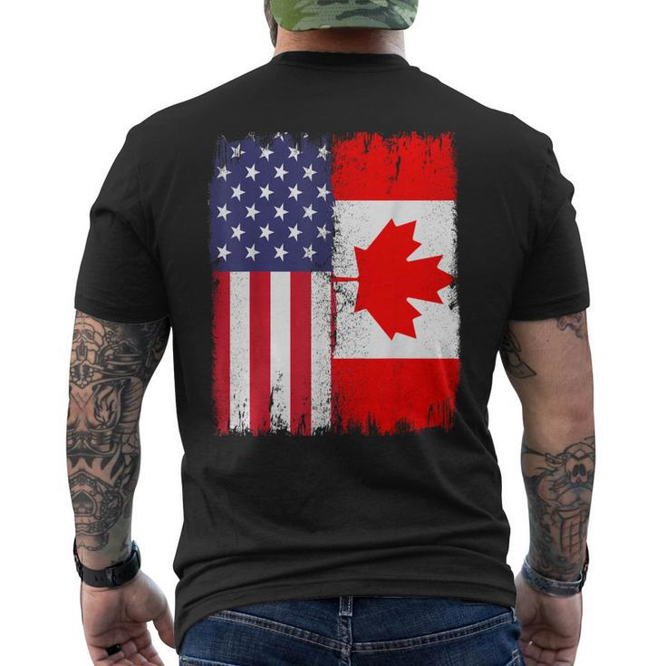 Canadian Canada Heritage Proud Half Canadian American Flag Men's T-shirt Back Print