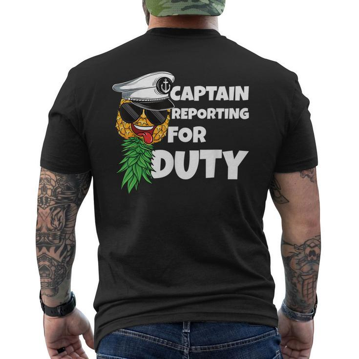 Captain Reporting For Duty Upside Down Pineapple Swinger Men Men's Back Print T-shirt