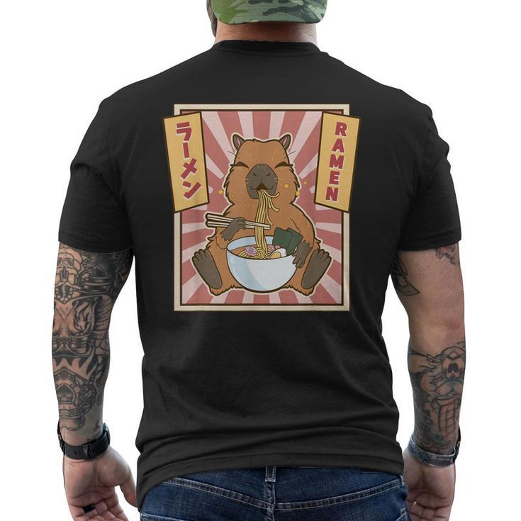 Capybara Kawaii Capybara Eating Ramen Cute Animal Men's Back Print T-shirt