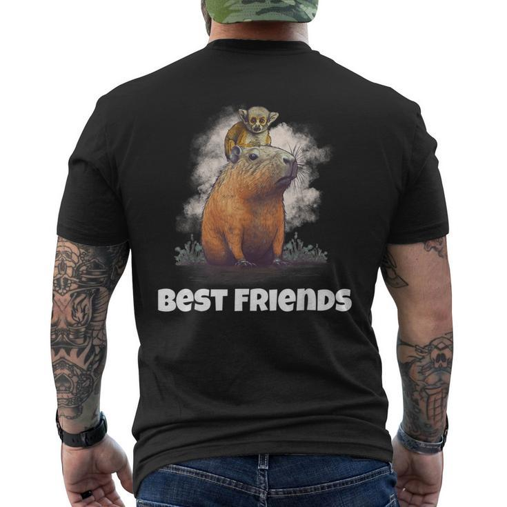 Capybara And Monkey Friends Men's Back Print T-shirt