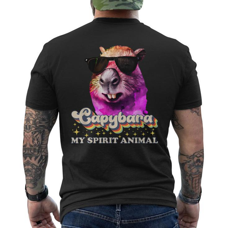 Capybara Is My Spirit Animal Capybara Sunglasses Retro 90S Men's Back Print T-shirt