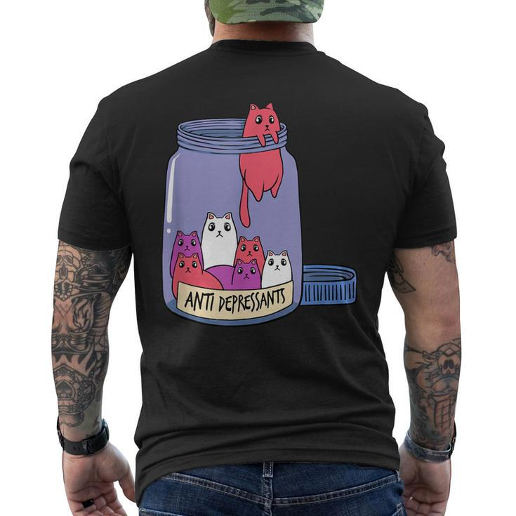 Cat Antidepressant Mental Health Kitten Doctor Pet Owner Men's Back Print T-shirt