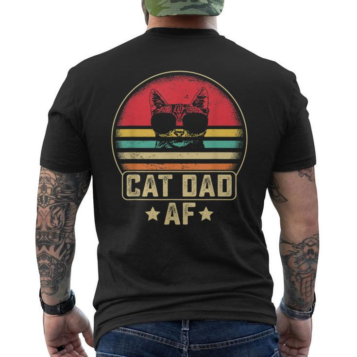 Mens Cat Dad Af Daddy Fathers Day Vintage Cute Cat Lover Men's T-shirt Back Print