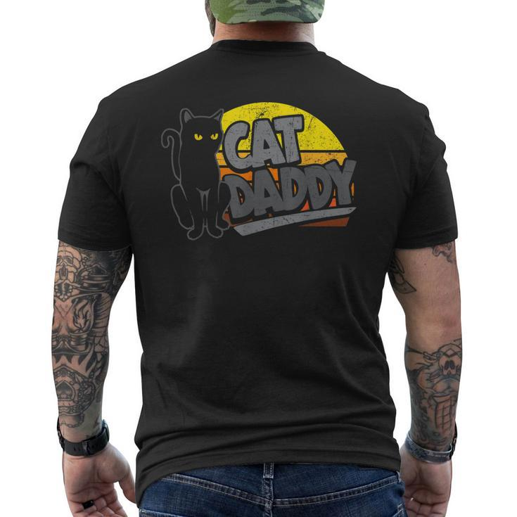 Cat Daddy Vintage Sunset Retro Distressed Fathers Day Men's T-shirt Back Print