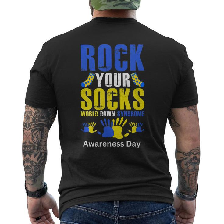 Celebrate Rock Your Socks World Down Syndrome Awareness Day Men's Back Print T-shirt