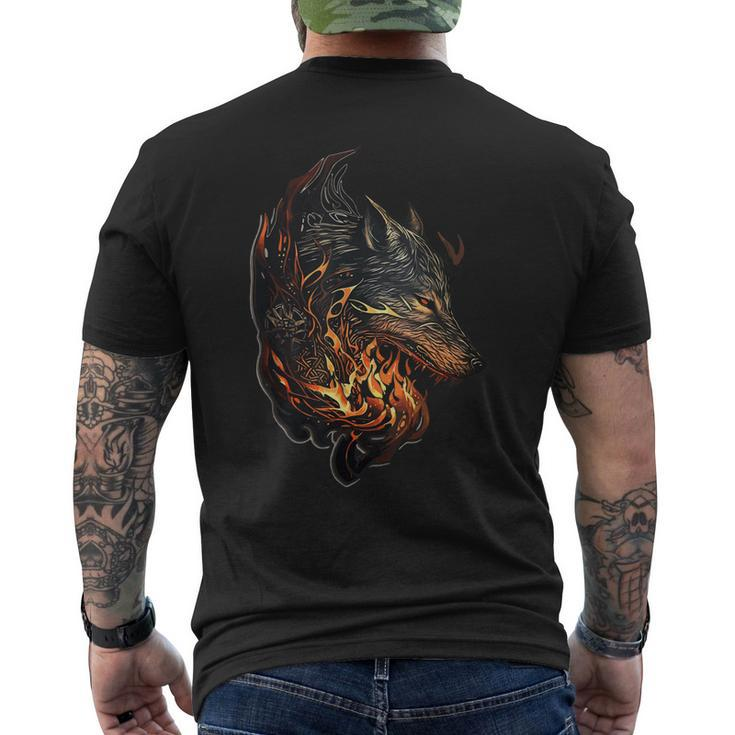 Celtic Wolf Fenrir Viking Nordic Vikings Flames Dad Themed Mens Back Print T-shirt