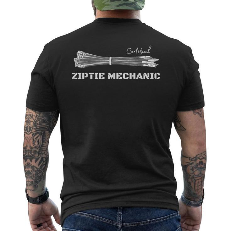 Certified Ziptie Mechanic | Car Diy | Funny Automotive Mens Back Print T-shirt