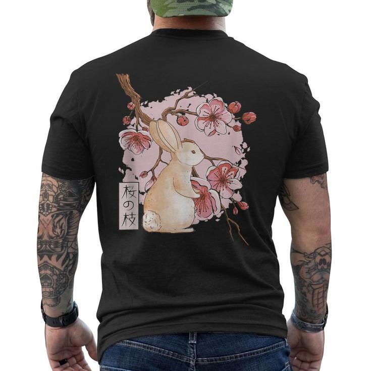 Cherry Blossom Kawaii Cute Rabbit Kawaii Japanese Style Men's Back Print T-shirt