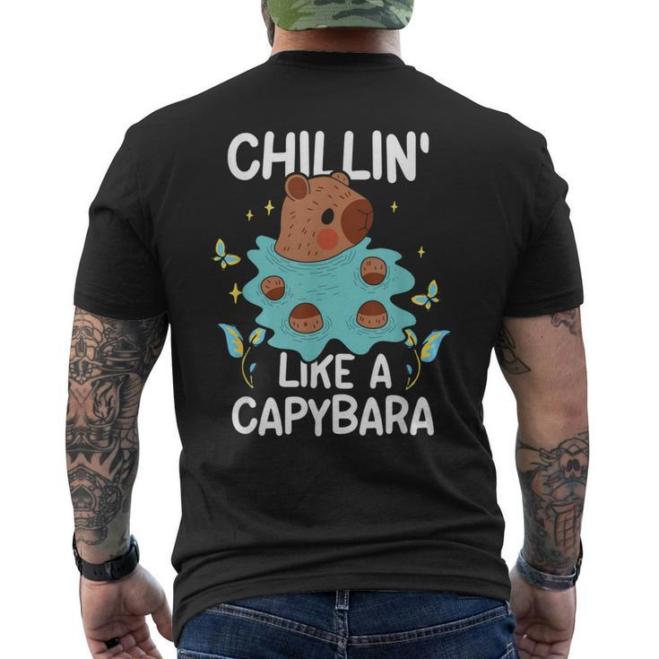 Chillin Like A Capybara Animal Capybaras Lover Rodent  Men's Crewneck Short Sleeve Back Print T-shirt