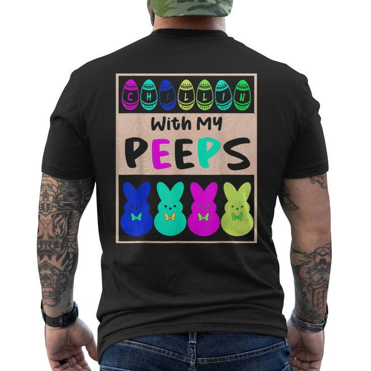 Chillin With My Peeps Cute Bunny Easter Men's Back Print T-shirt