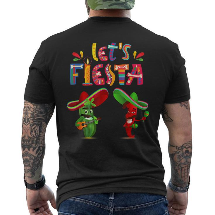 Cinco De Mayo Lets Fiesta Mexican Maracas Sombrero Men's Back Print T-shirt