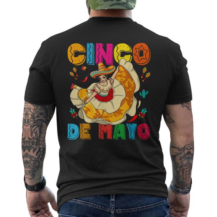 Cinco De Mayo Mexican Girl Dancing Jarabe Tapatío Men's Back Print T ...