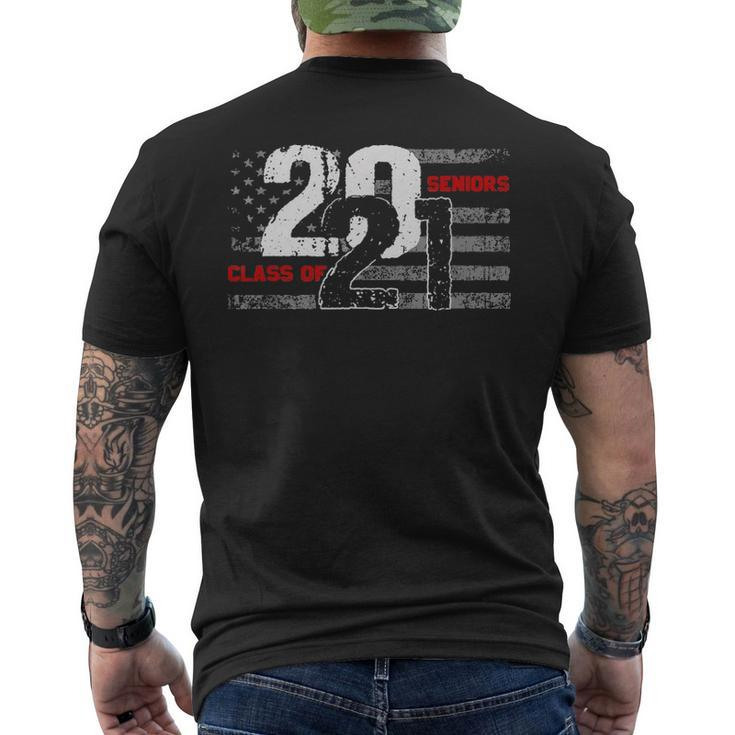 Class Of 2021 Distressed American Flag Seniors Men's T-shirt Back Print